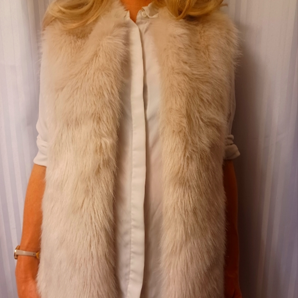Club Monaco Fur Vest in pale pink.